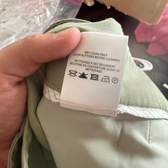 Veronica Beard Rimini Belted Pleated Linen Wide Leg Trouser Pants Sage Green 4 - Picture 9 of 9